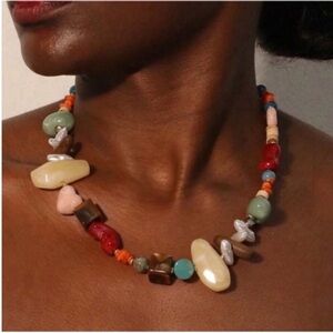New! Natural Boho Stone Bead Necklace (1036) NWOT